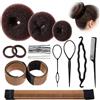 YUZHEDM 21 pezzi per capelli ciambelle chignons kit ciambelle chignon boudin capelli accessorio per capelli donna pinza crocchia magica per pinze crocchette per ragazza donna marrone