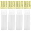 AMANDELIZABE 4 bottiglie da viaggio da 50 ml, vuote, ricaricabili, con chiusura a cerniera, in plastica trasparente per trucco, gel doccia, articoli da toeletta, con 4 etichette