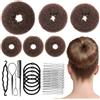 DUFYOC 35 Pezzi Kit Chignon Bambina Danza e Donna, Set Accessori Capelli con Retina per Capelli, Ciambella Chignon Marrone, Forcine e Strumenti per Acconciature Professionali e Fai-da-Te