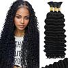 Hxxcoup Deep Wave Braiding Human Hair Extension #1B Natural Black prolungamento capelli Unprocessed Human Hair Extensions For Boho Braids No Weft 50g/bundle Total 150g 14 14 14 Inch