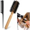 Prometea Kit spazzola rotonda per capelli professionale con setole Jabali + pettine | Pettine rotondo | Spazzola per capelli con setole Jabal | Spazzola in legno | Spazzola rotonda con setole di cinghiale
