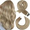 Moresoo Extension Biadesive Capelli Veri Shatush #8/22/8 55cm 50g 20pz | Effetto Invisibile, Modellabili Con Piastra, Ideale Per Cerimonie, Invisibile E Confortevole, Per Donne