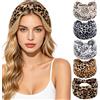 FOSDICK 5 Pezzi Fascia Capelli Donna, Leopardato Fasce Per Capelli Donna | Fascia per Capelli Donna Morbida Elastica, Fasce Capelli Donna Larga, Leopardata Boho Headband Moda per Yoga Sport Quotidiano