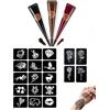 BTACGWP Kit Tatuaggi Temporanei 3 Tubetti (Nero/Marrone/Rosso) + 19 Stencil X03-M24, Formula Ipoallergenica Lavabile per Body Art su Corpo a Festa & Evento