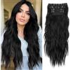 XFSRG 4 Pezzi Extension Capelli a Clip 55 CM Mossi a Ondulati Extension per Capelli con Clip Posticci Lunghi Voluminosi per Donna (#1)