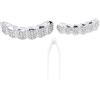 UPQRSG Diamond Grillz, Sicuro Resistente All'Usura Comodi Denti Hip Hop, Forte Praticità Denti di Diamante Più Attraenti, per la Festa di Halloween(Argenteo)