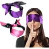 DUFYOC 2 Pezzi Mascherina per Dormire in Seta, Maschera Occhi Oscurante e Morbida, Benda Occhi per Notte e Viaggio, Mascherine Notte Regolabili per Donna e Uomo, Viola/Nero + Rosa/Nero
