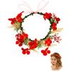 Luxorium Coroncina di Fiori per Capelli, 1 Pz Rosso | Fascia Capelli Morbida e Regolabile | Accessorio Elegante per Matrimoni, Feste e Stile Boho | Comfort Naturale per Donne e Ragazze