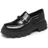 TvzsiY Mocassini da Uomo con Plateau, Spessa Eleganti in Pelle con Suola Antiscivolo Scarpe da Lavoro Formali Moderne Punta con Rotonda