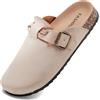 Otoepazm Sabot Uomo Ciabatte Donna,Zoccoli in Pelle con Sottopiede in Sughero,Sandali Uomo/Donna Pantofole in Pelle Scarpe da Giardino Traspirante