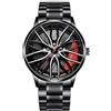 YONY Orologio da mozzo per cerchione per auto alla moda per uomo Orologio da polso al quarzo sportivo Orologi da cintura in pelle di lusso in acciaio inossidabile-Acciaio rosso 02