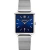 Kistanio Carré Orologio da donna piatto con cinturino in rete vetro zaffiro rettangolare in acciaio inox data diverse varianti