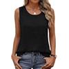 Generico Canottiera Donna Cotone Lino Spalla Larga Bianca Senza Maniche Estiva Base Tank Top Canottiera Leggero Elegante Camicia Tinta Unita Tunica Blusa Casual Traspirante Maglietta Tops