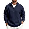 Generic Felpa con cappuccio da uomo con zip a un quarto - Top termico a maniche | Felpa termica ampia con colletto alla coreana maglione casual con tasche frontali Comforte top leggeri per allenamento