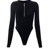 FDEETY Body per Donne Manica Lunga Girocollo Cerniera Leotard Tuta Top Stretch Ladies Casual Jumpsuit per Uscire