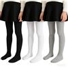 MOEMOE BABY Collant da bambina, collant per bambini, con piede, 3 Pezzi, bianco+nero+grigio