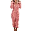 Generisch Calda tuta in pile da donna, morbida, lunga tuta, pigiama, in peluche, calda e soffice, per tutto il corpo, in pile, tinta unita, da donna