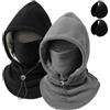 Generic Cappello con Maschera Integrata in Flanella Calda | Passamontagna Antivento Da Sci Con Fodera in Pile, Cappuccio Invernale Caldo a Copertura Totale