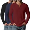 Suilung Confezione da 3 Magliette Henley da Uomo a Maniche Lunghe con Bottoni, Modello Waffle, Casual Basic in Maglia Leggera