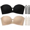 Generic Reggiseno Invisibile Senza Spalline Push-up Imbottito Chiusura Anteriore | Push-up antiscivolo senza ferretto for senza spalline