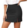 Duohropke Minigonna da donna in pelle scamosciata, gonna a matita, corta, sexy, elasticizzata, da lavoro, a spacco, a vita alta, con spacco a spacco