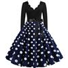 Duohropke Rockabilly, abito da donna anni '50 anni '60, abito da coctail, stile vintage, per matrimoni, feste, lunghezza al ginocchio, con scollo a V, per feste, ballo, gonna a pieghe