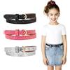 WERFORU Cintura skinny per bambini con glitter in pelle PU cintura per ragazze colorate con fibbia in oro per abiti jeans
