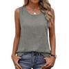 Generico Canottiera Donna Cotone Lino Spalla Larga Bianca Senza Maniche Estiva Base Tank Top Canottiera Leggero Elegante Camicia Tinta Unita Tunica Blusa Casual Traspirante Maglietta Tops