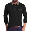 Volemo Polo da uomo a maniche lunghe con tasca sul petto | Collo a contrasto Vintage, Morbido Jersey Elasticizzato, Vestibilità Aderente, Blocco Colore, Stile Mod Retro