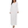 Generic Camicia da notte da donna, a maniche lunghe, in cotone, tinta unita, da notte, da donna, morbida, comoda, per il tempo libero, scollo rotondo, pigiameria, morbido pigiama