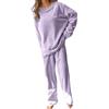 Duohropke Pigiama invernale da donna, in pile, 2 pezzi, morbido, termico, in due pezzi, camicia da notte, elegante a maniche lunghe, in flanella, per la casa, calda biancheria da notte