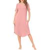 Wikoan Camicia da Notte Donna con Scollo a V Camicie da Notte Morbide Estive Camicie da Notte a Maniche Corte Pigiama da Notte S-XXL