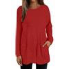 Generic Maglione lungo da donna, casual, per leggings, oversize, maglione elegante e lungo con tasche, tinta unita, a maniche lunghe, per l'inverno, vestibilità comoda, lavorato a maglia
