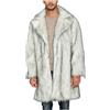 NIDONE Cappotto in pelliccia da uomo Colletto con risvolto spesso Cappotto in pelliccia sintetica lunga Cardigan caldo Moda uomo finto per discoteca hippie invernale