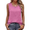 Generico Canottiera Donna Cotone Lino Spalla Larga Bianca Senza Maniche Estiva Base Tank Top Canottiera Leggero Elegante Camicia Tinta Unita Tunica Blusa Casual Traspirante Maglietta Tops