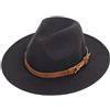 ZssmGood Autunno Inverno Lana Uomo 'S Fedora Cappello di Feltro Sombrero Maschile Bombetta Cappello Vintage Cappelli a Cilindro, Nero, 59-61 cm