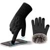 MAGISDU Guanti Donna Invernali Touch Screen Alpaca Lana Fodera In Pile Caldi Guanti Termici con Jacquard Antiscivolo per Smartphone e Tablet Sport Corsa Guidare Taglie S-XL