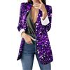 Generisch Blazer, oversize, giacca da donna con paillette, a maniche lunghe, sul davanti, aperte, feste, cardigan, outwear bomber, slim fit, paillettes, elegante giacca corta, tinta unita