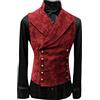 Duohropke Gilet in pelle scamosciata da uomo, a due strati, slim fit, gotico, steampunk, senza maniche, stile rinascimentale, medievale, stile vittoriano, da pirata, per il tempo libero, cosplay