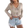 LIUYUYOUGO Cardigan Donna Elegante Cardigan da Donna con Nodo Frontale Estivo Traforato all'Uncinetto Corto A Maniche Lunghe Maglione Bolero con Scollo A V Coprispalle per Abiti E Vacanze al Mare