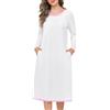 Sopesil Camicia da Notte Donna Lunga Manica Pigiama S-3XL | Bottoni Premaman Maniche Lunghe Bottoni Allentati Vestaglia Notte Elegante in Morbido con Fiocco Vestibilità Ampia