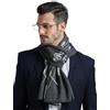 WANYING Sciarpa da uomo, 6% lana, lavorata a maglia, sciarpa da uomo, sciarpa di lana, per autunno, inverno, casual, business, motivo musicale, note musicali, colore antracite e beige scuro, J01 -