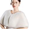 Ldabrye Poncho corto invernale da donna in pelliccia sintetica caldo caldo e morbido scialle in pelliccia mantello per abiti da sposa mantello in poliestere per le donne, bianco, Taglia unica