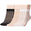 ASFWAGQ 12 paia di calzini da donna in nylon, a pois, trasparenti, fini come la seta, con balze, calzini sottili in seta trasparente, per tacchi alti, sandali e scarpe da ginnastica