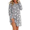 MIA LUCCE Camicia da notte da donna a maniche lunghe, con stampa a cartoni animati, morbida biancheria da notte per abito da salotto