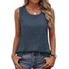 Generico Canottiera Donna Cotone Lino Spalla Larga Bianca Senza Maniche Estiva Base Tank Top Canottiera Leggero Elegante Camicia Tinta Unita Tunica Blusa Casual Traspirante Maglietta Tops