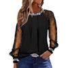 Generic Maglia da donna con paillettes in pizzo, tunica di Capodanno, brillante, a maniche lunghe, con scollo rotondo, elegante, a maniche lunghe, per feste, per Capodanno