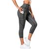 STARBILD Leggings Capri da Donna Push Up, Pantaloni Sportivi 3/4 con Tasche, Capris a Vita Alta 7/8 per Yoga Running Palestra, J009-con Tasche-Grigio S