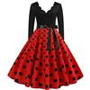 Duohropke Rockabilly, abito da donna anni '50 anni '60, abito da coctail, stile vintage, per matrimoni, feste, lunghezza al ginocchio, con scollo a V, per feste, ballo, gonna a pieghe