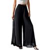 Generico Pantalone Elegante Donna Pantaloni Cerimonia Curvy Chiffon Pants con Elastico in Vita Casual Leggeri Pantaloni Palazzo Gamba Larga Estivi Larghi Vita Alta per Casa Spiaggia